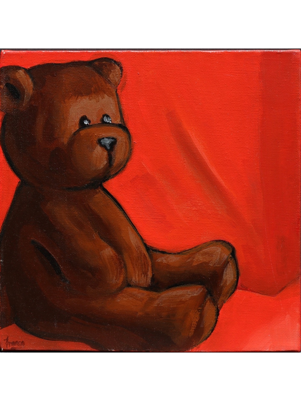 Original painting Toy Bear oil on canvas kids room decor